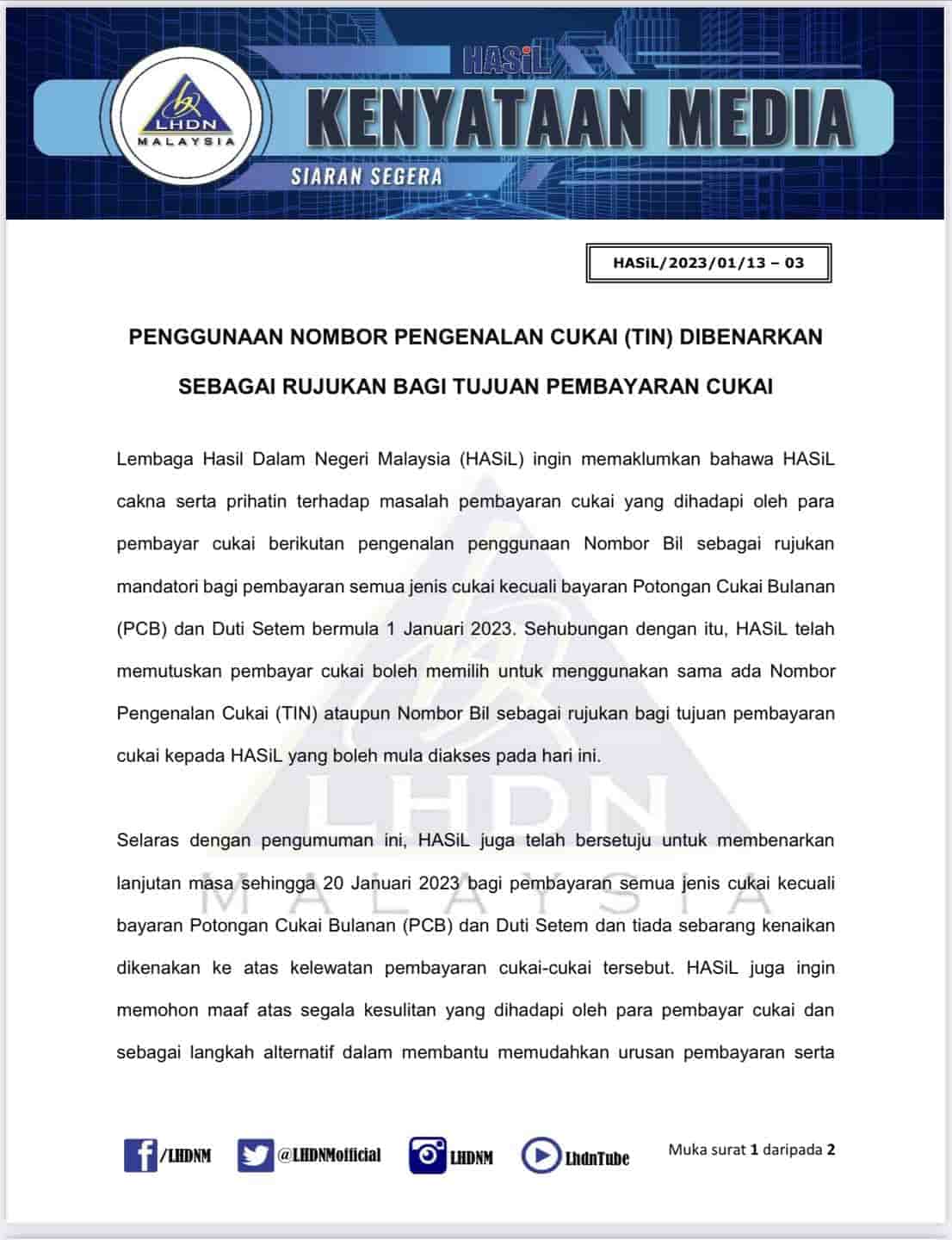 TIN for income tax payment